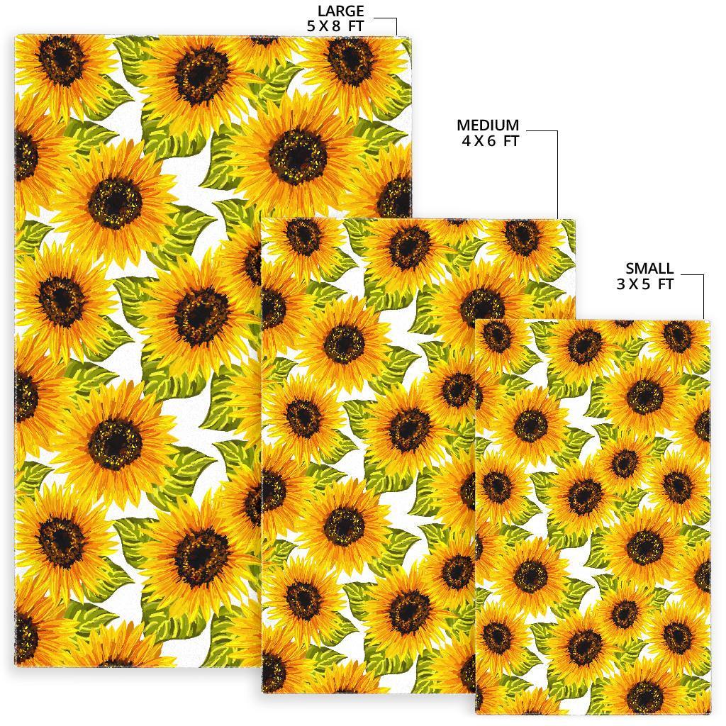 Doodle Sunflower Pattern Print Area Rug
