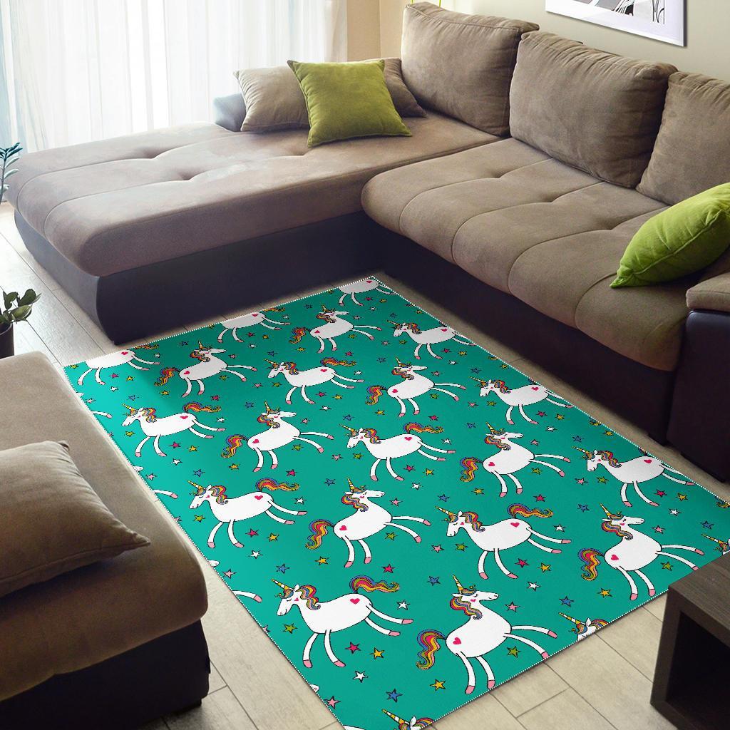 Doodle Unicorn Pattern Print Area Rug