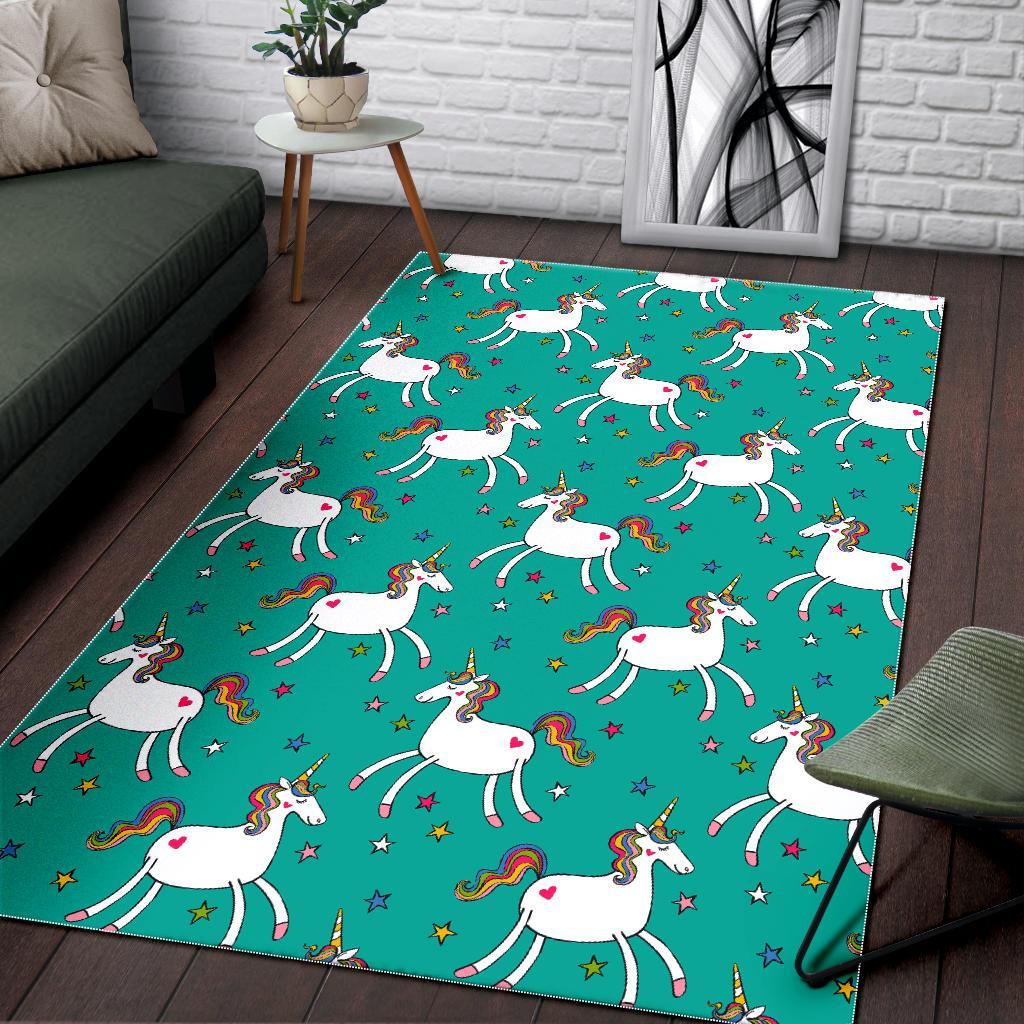 Doodle Unicorn Pattern Print Area Rug
