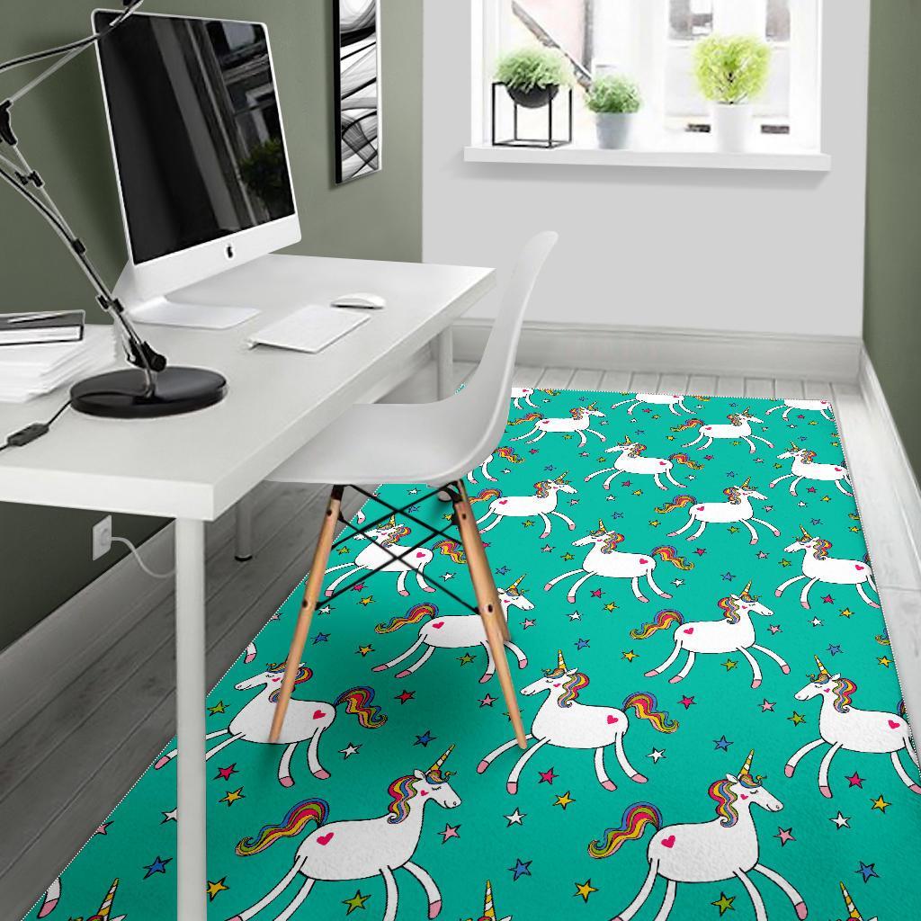 Doodle Unicorn Pattern Print Area Rug