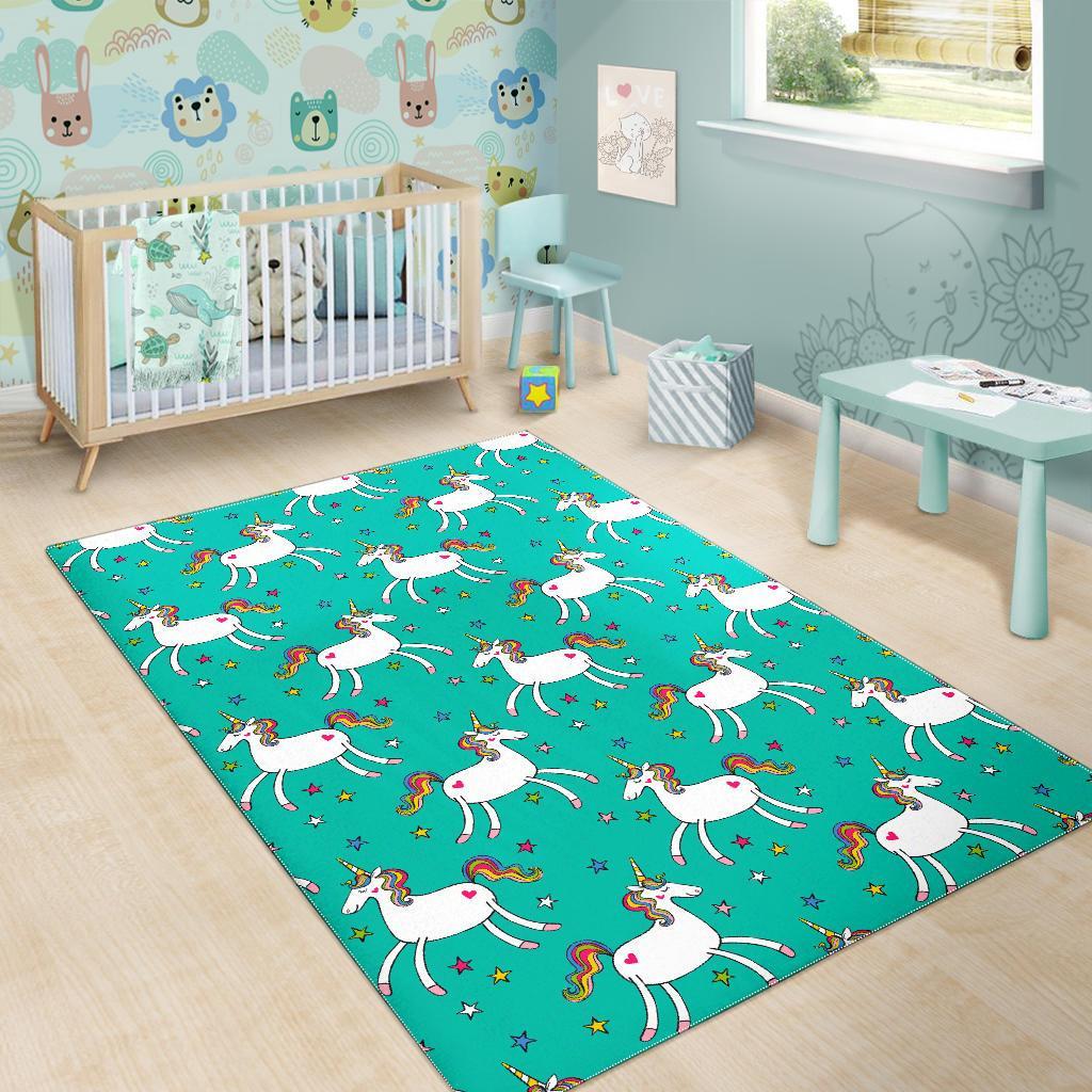 Doodle Unicorn Pattern Print Area Rug