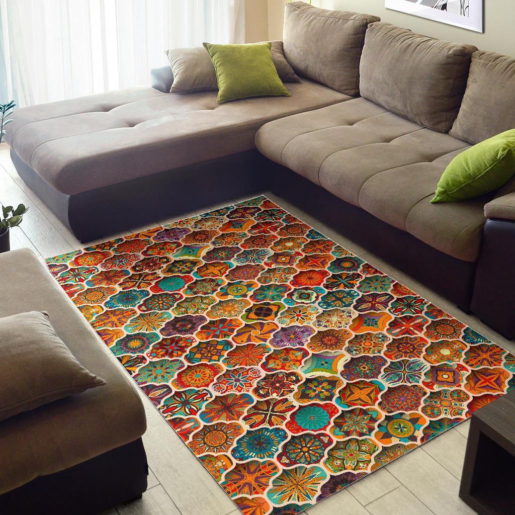 Ethnic Mandala Bohemian Pattern Print Area Rug