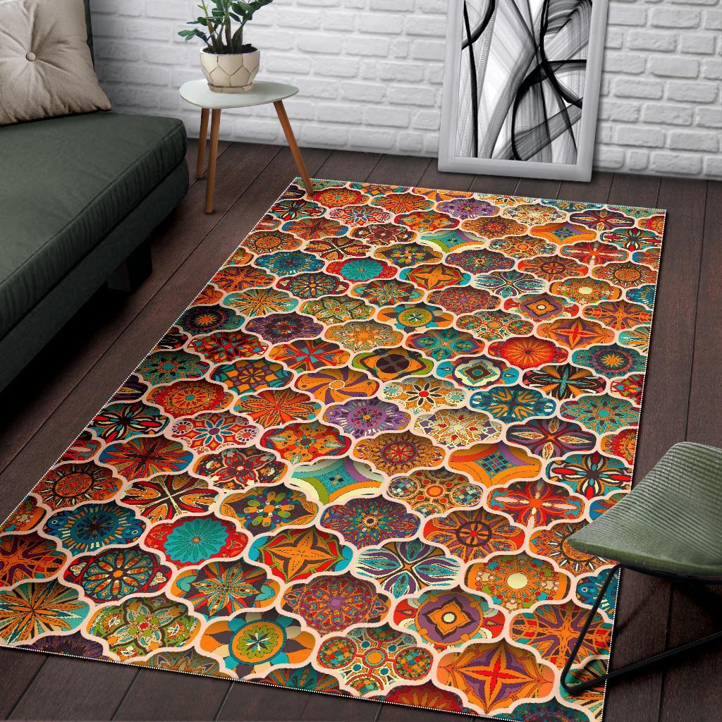 Ethnic Mandala Bohemian Pattern Print Area Rug