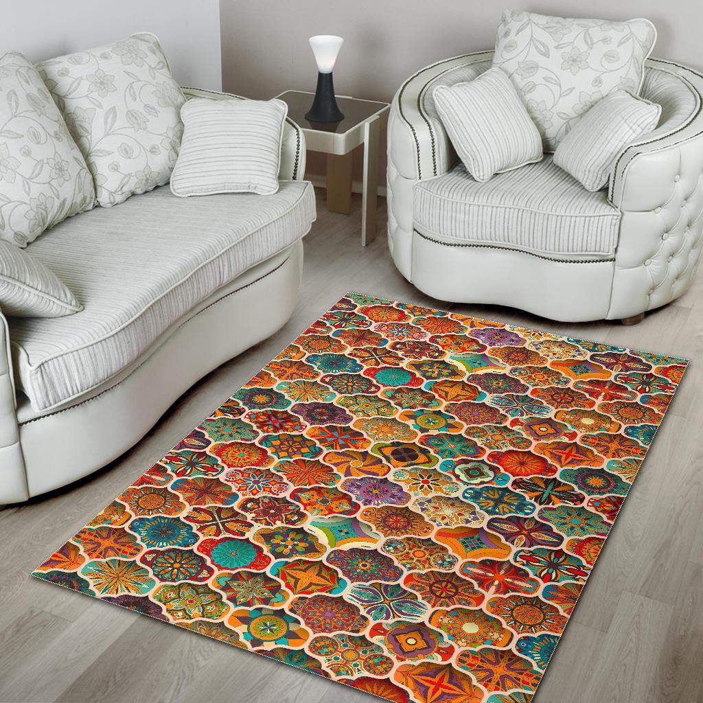 Ethnic Mandala Bohemian Pattern Print Area Rug