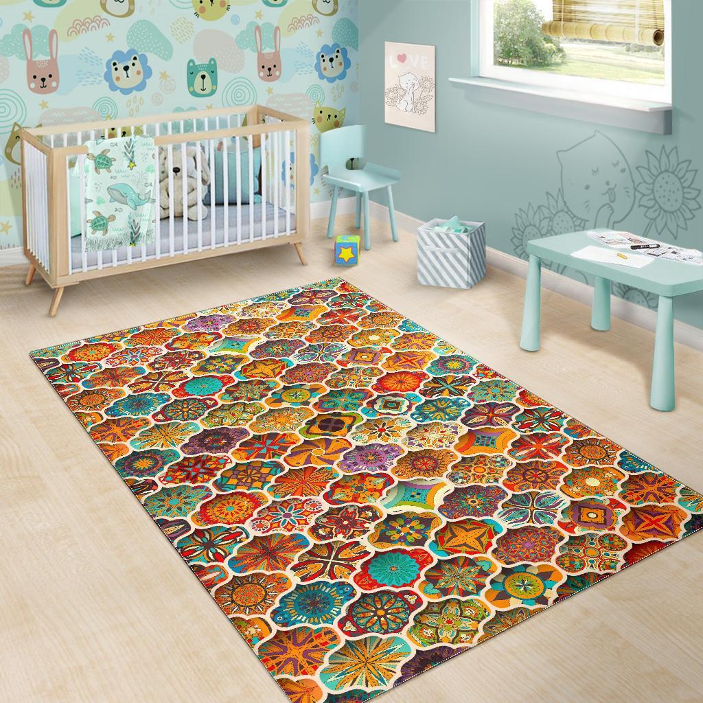 Ethnic Mandala Bohemian Pattern Print Area Rug