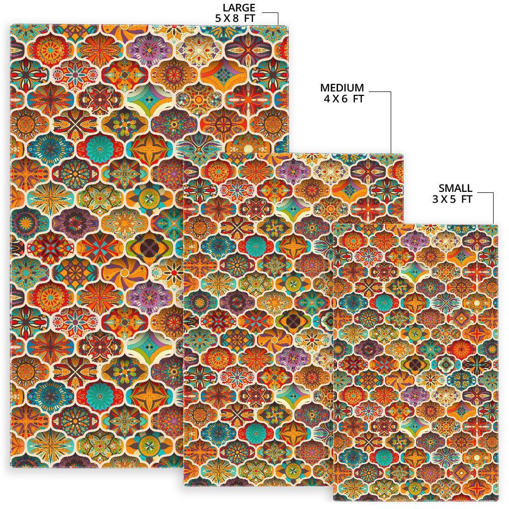 Ethnic Mandala Bohemian Pattern Print Area Rug