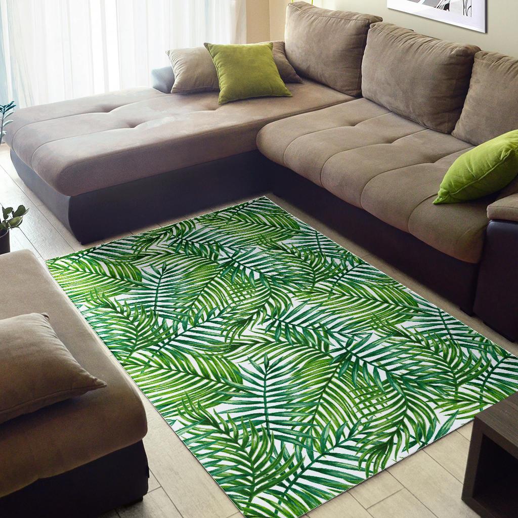 Exotic Tropical Leaf Pattern Print Area Rug