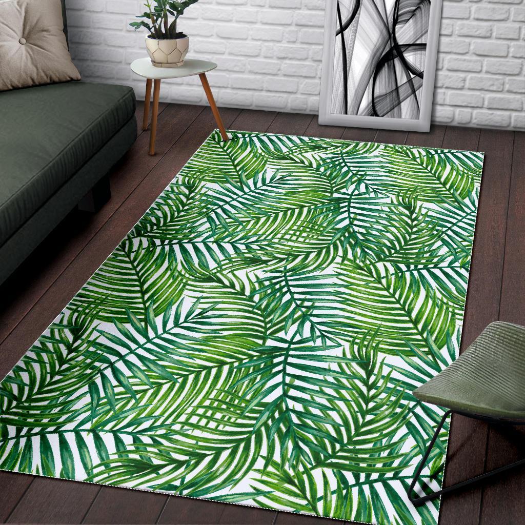 Exotic Tropical Leaf Pattern Print Area Rug