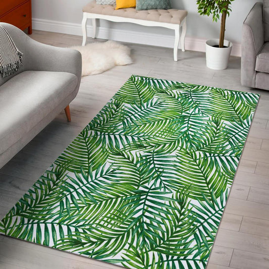 Exotic Tropical Leaf Pattern Print Area Rug