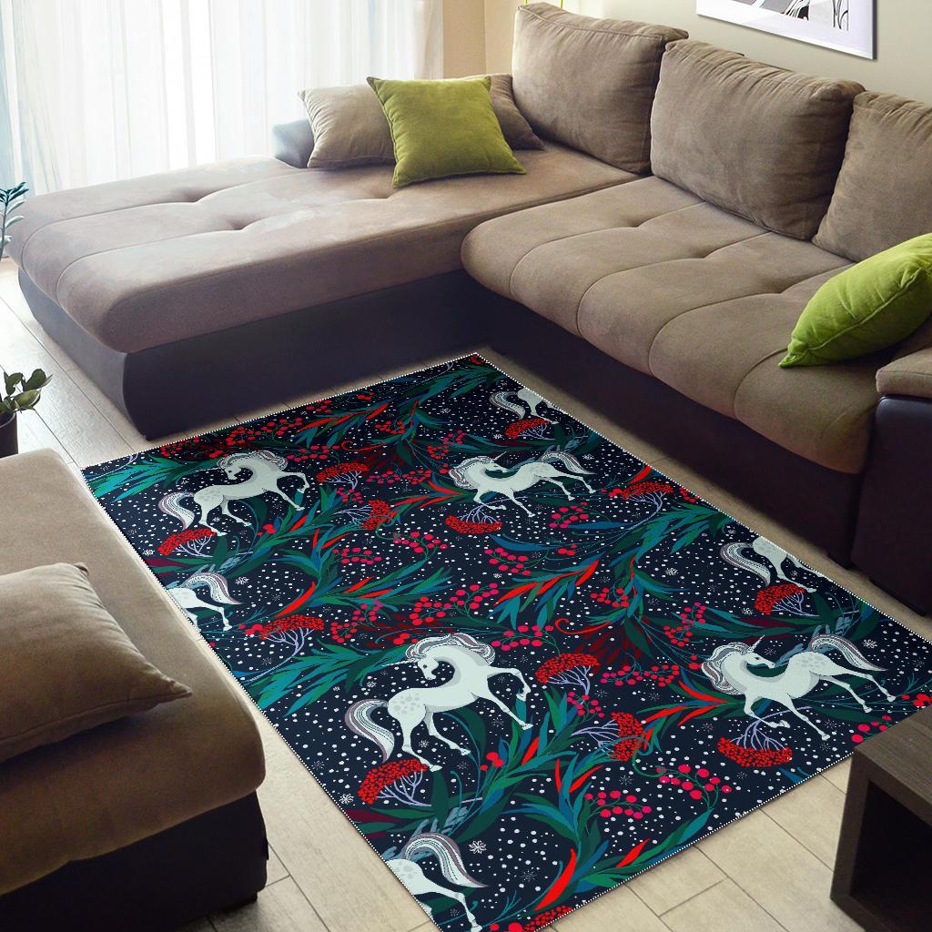 Fairy Floral Unicorn Pattern Print Area Rug