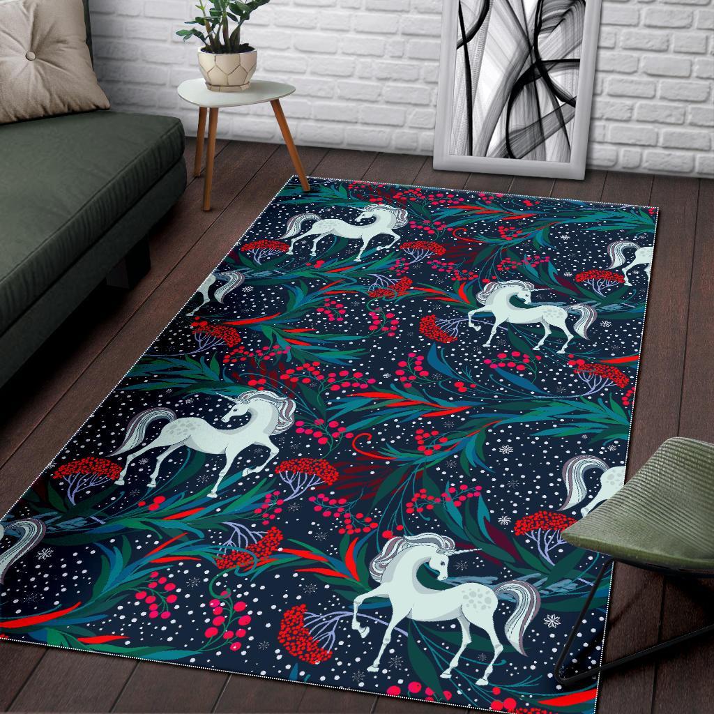 Fairy Floral Unicorn Pattern Print Area Rug