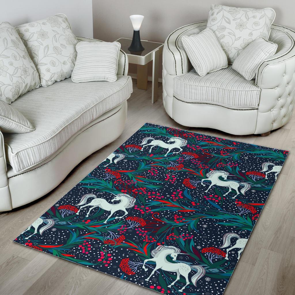 Fairy Floral Unicorn Pattern Print Area Rug