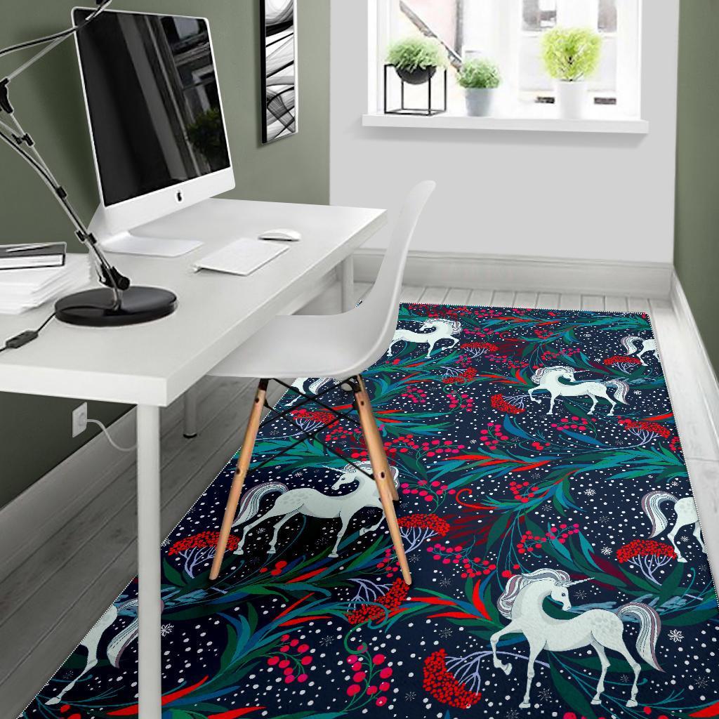 Fairy Floral Unicorn Pattern Print Area Rug