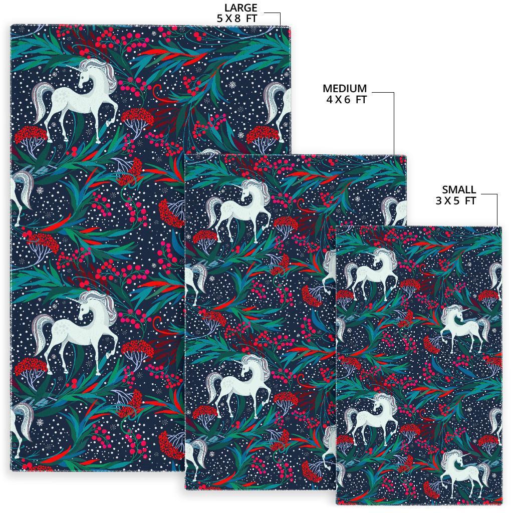 Fairy Floral Unicorn Pattern Print Area Rug