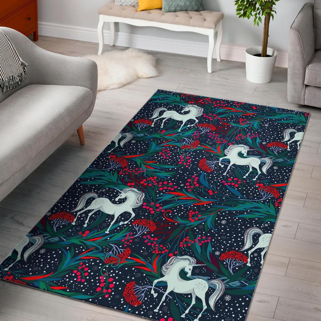 Fairy Floral Unicorn Pattern Print Area Rug