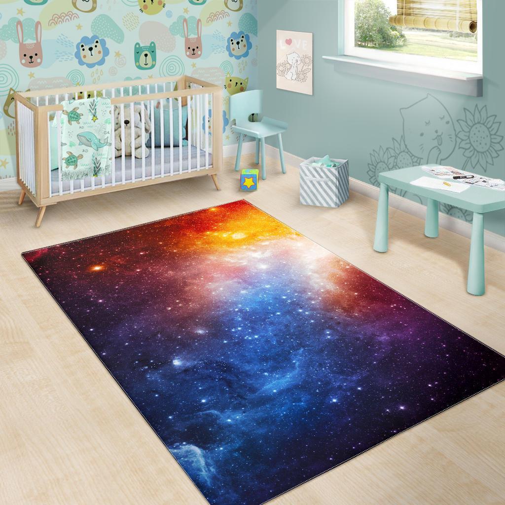 Fiery Universe Nebula Galaxy Space Print Area Rug