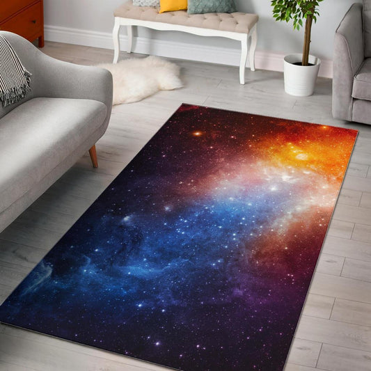 Fiery Universe Nebula Galaxy Space Print Area Rug