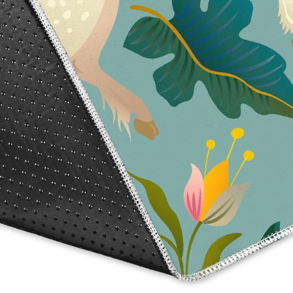 Floral Unicorn Pattern Print Area Rug