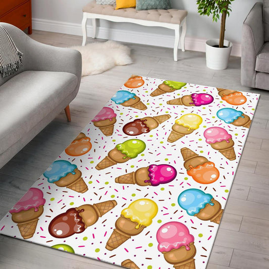 Color Ice Cream Cone Pattern Area Rug