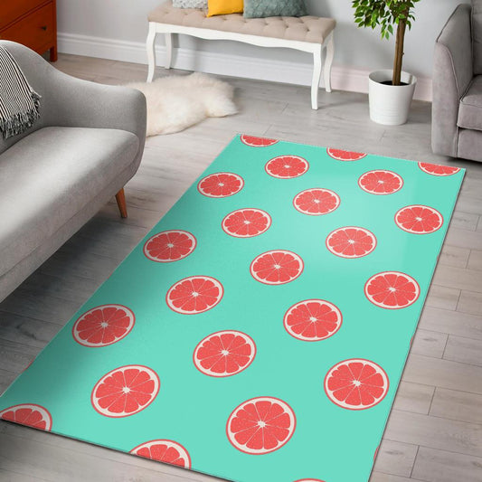 Grapefruit green background Area Rug