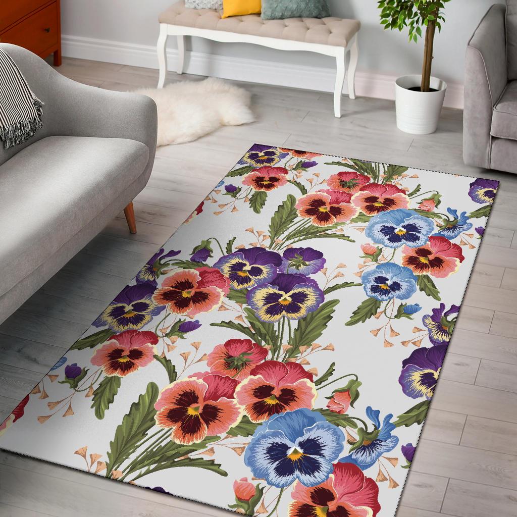 Pansy Pattern Print Design PS06 Area Rugs