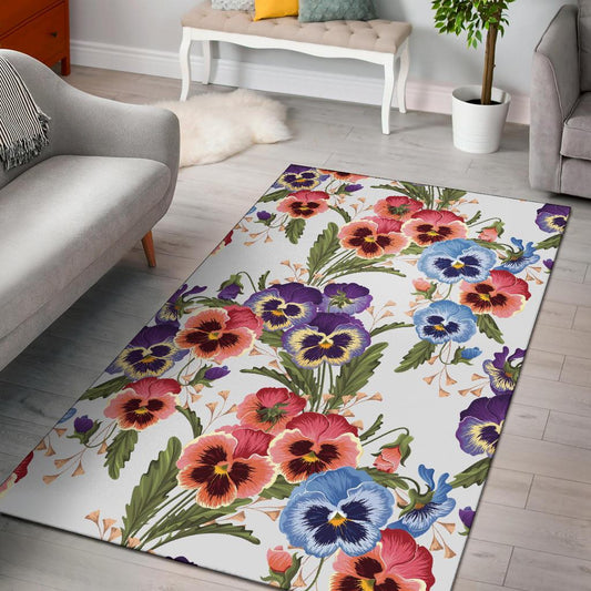 Pansy Pattern Print Design PS06 Area Rugs