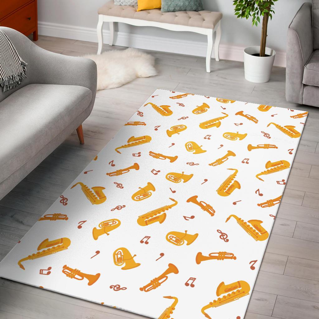 Saxophone Pattern Theme Area Rug