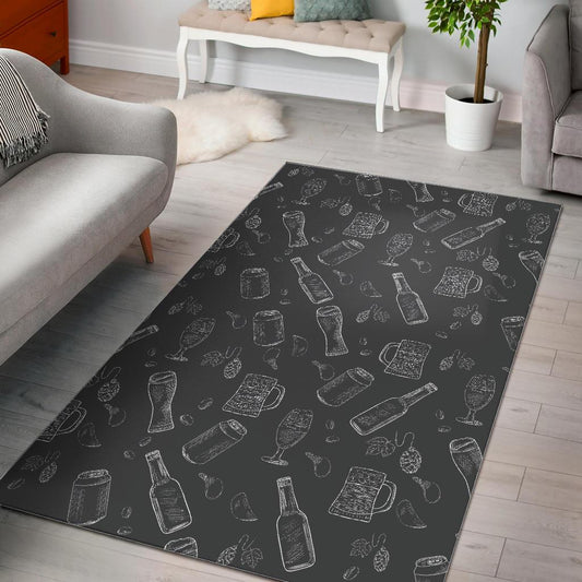 Beer hand drawn pattern Area Rug