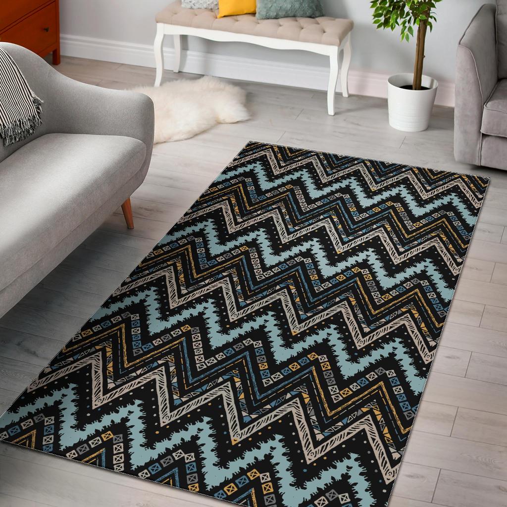 Zigzag Chevron African Afro Dashiki Adinkra Kente Area Rug