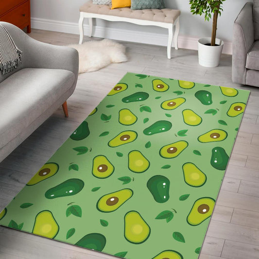 Avocado pattern green background Area Rug