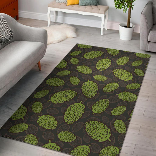 Hop pattern black background Area Rug