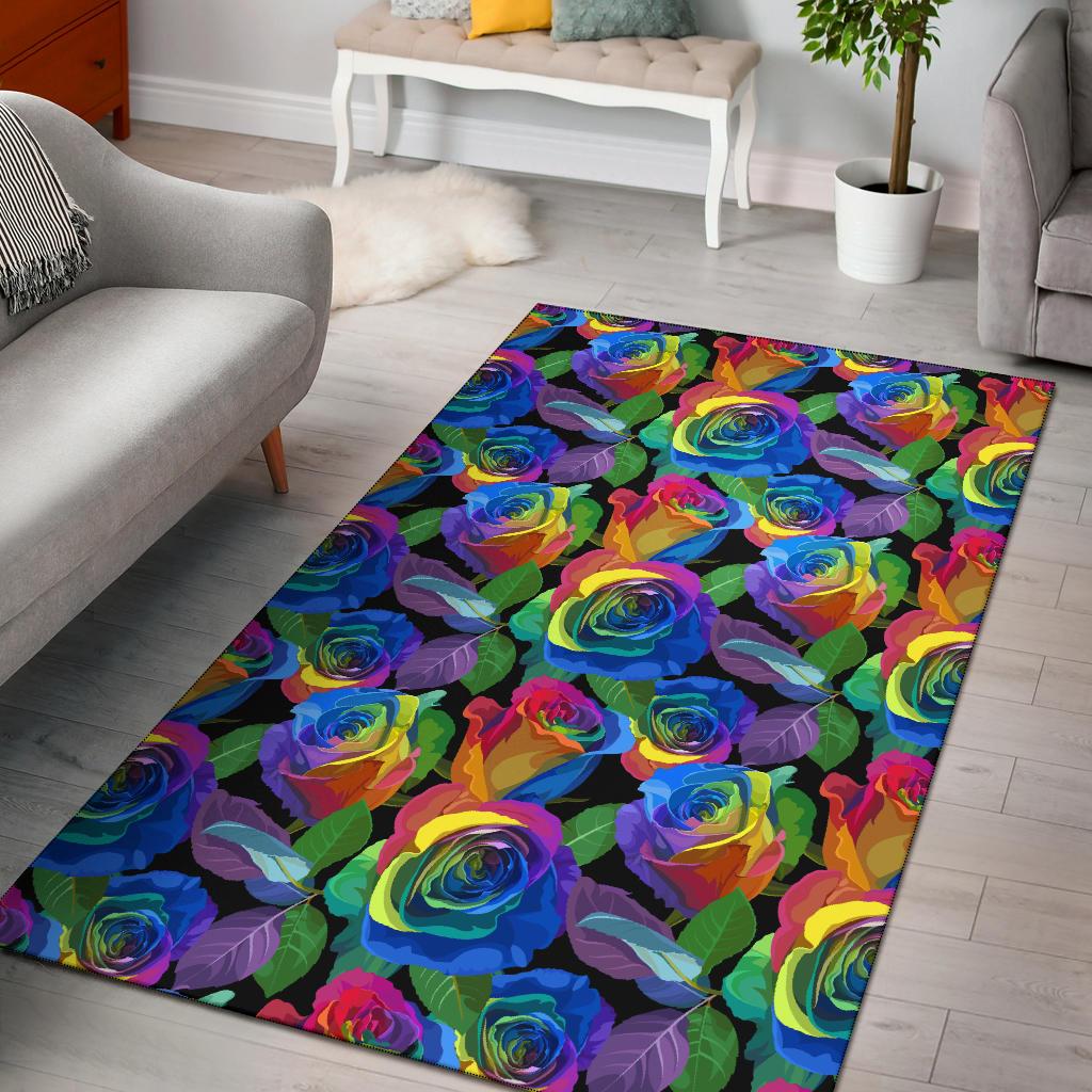 Rose Pattern Print Design RO02 Area Rugs