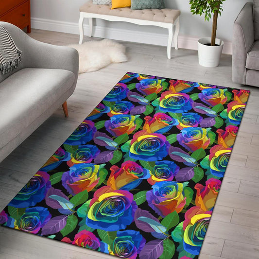 Rose Pattern Print Design RO02 Area Rugs