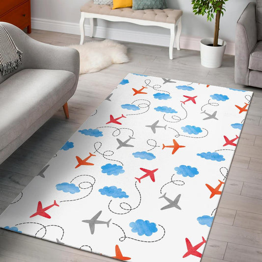 Airplane Cloud Pattern Area Rug