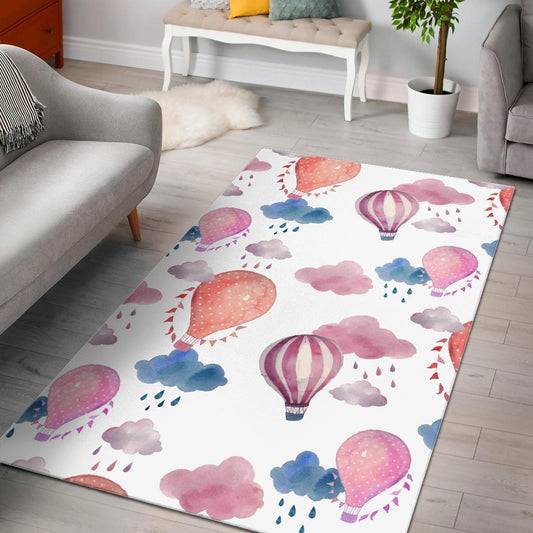 Watercolor air balloon cloud pattern Area Rug