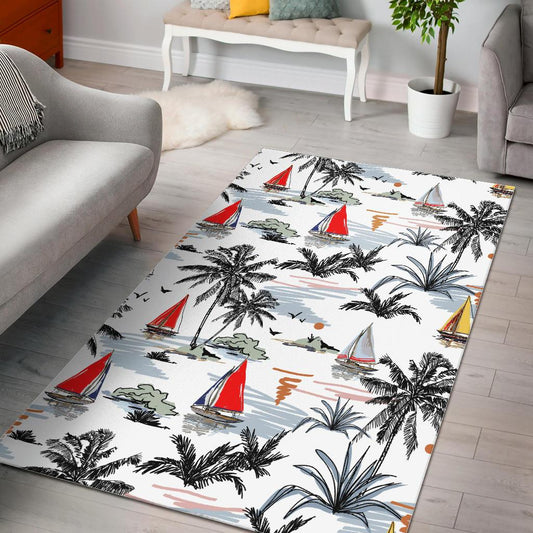 Sailboat Pattern Background Area Rug