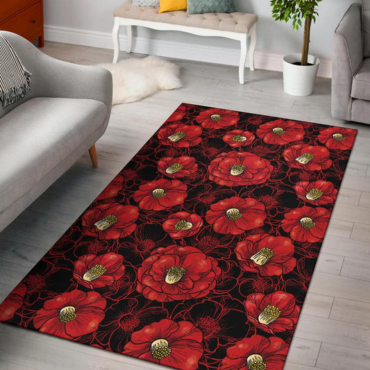 Camellia Pattern Print Design CM06 Area Rugs
