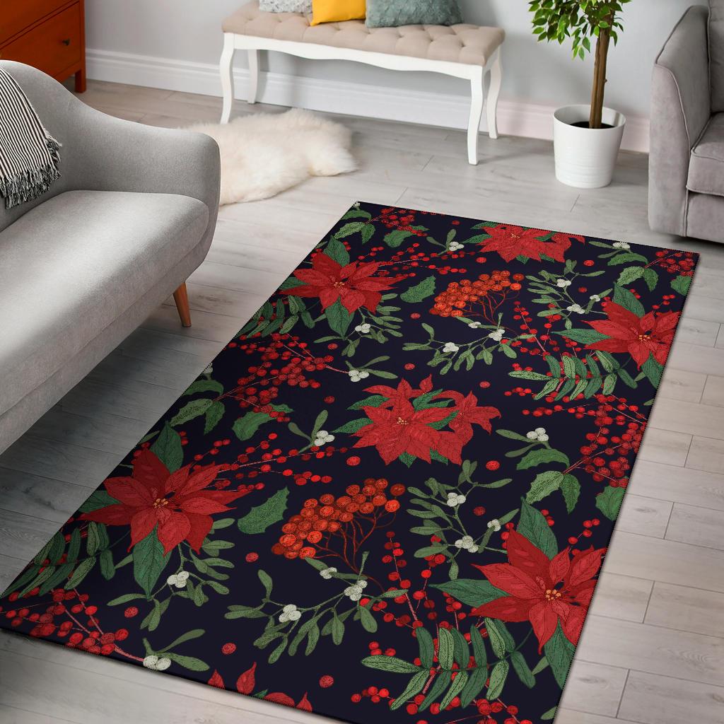 Poinsettia Pattern Print Design POT02 Area Rugs