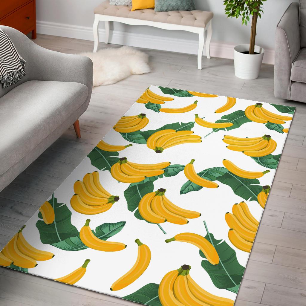 Banana and Leaf Pattern Area Rug