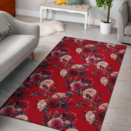 Rose Red Pattern Print Design RO07 Area Rugs