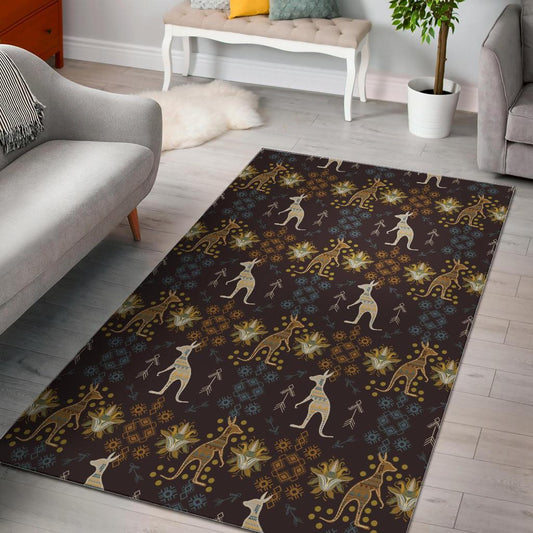Kangaroo Aboriginal Theme Pattern  Area Rug