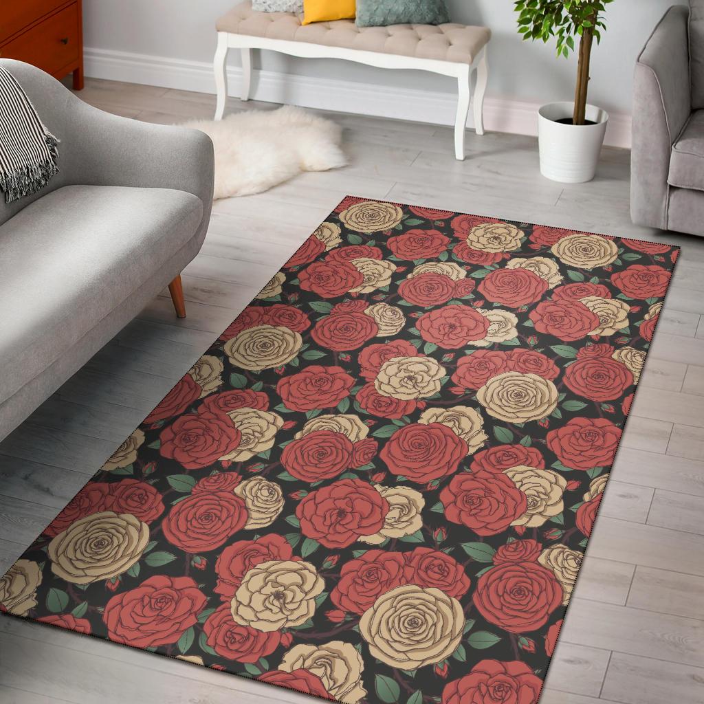 Camellia Pattern Print Design CM01 Area Rugs