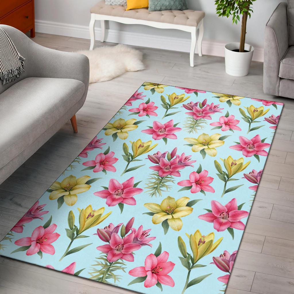 Lily Pattern Print Design LY010 Area Rugs