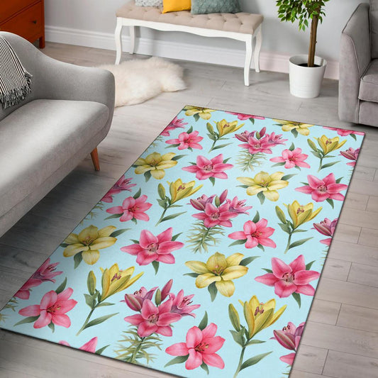 Lily Pattern Print Design LY010 Area Rugs