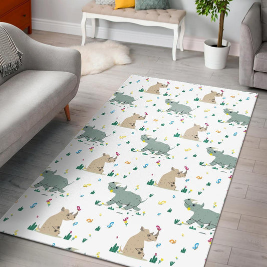 Cute Rhino pattern Area Rug