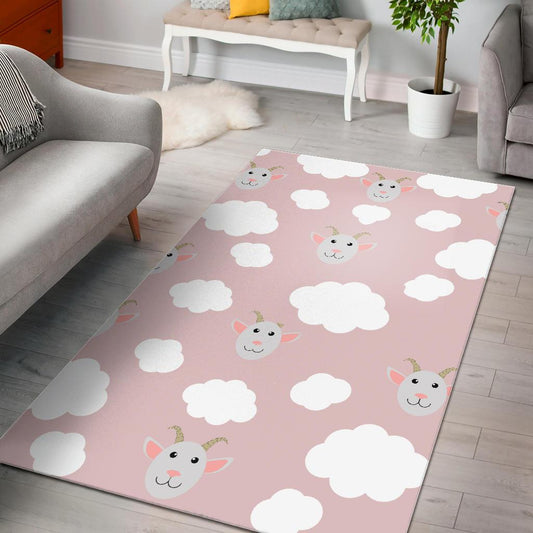 Goat Could Pink Pattern Area Rug