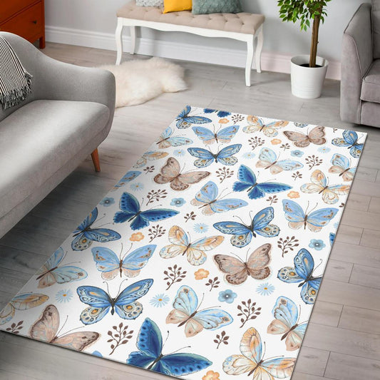 blue butterfly pattern Area Rug