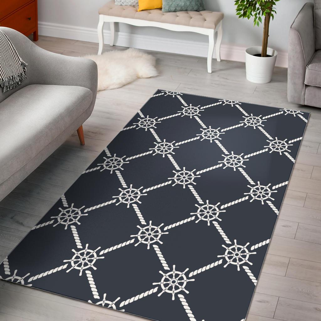 nautical steering wheel rope pattern Area Rug