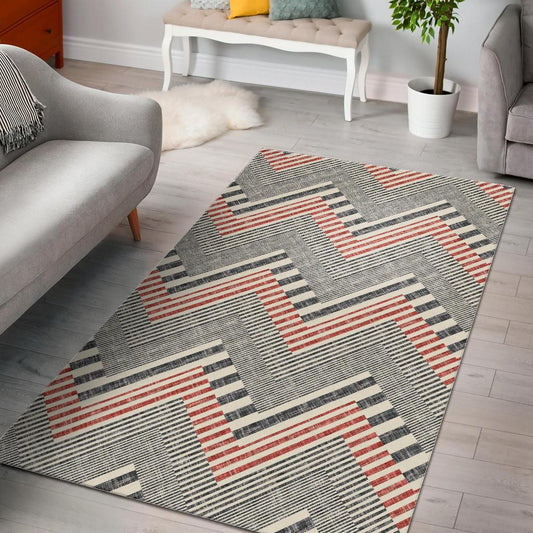 zigzag chevron striped pattern Area Rug
