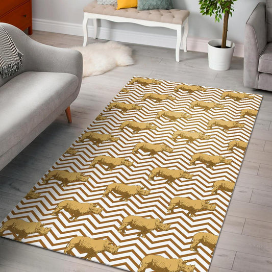 Rhino yellow theme pattern Area Rug